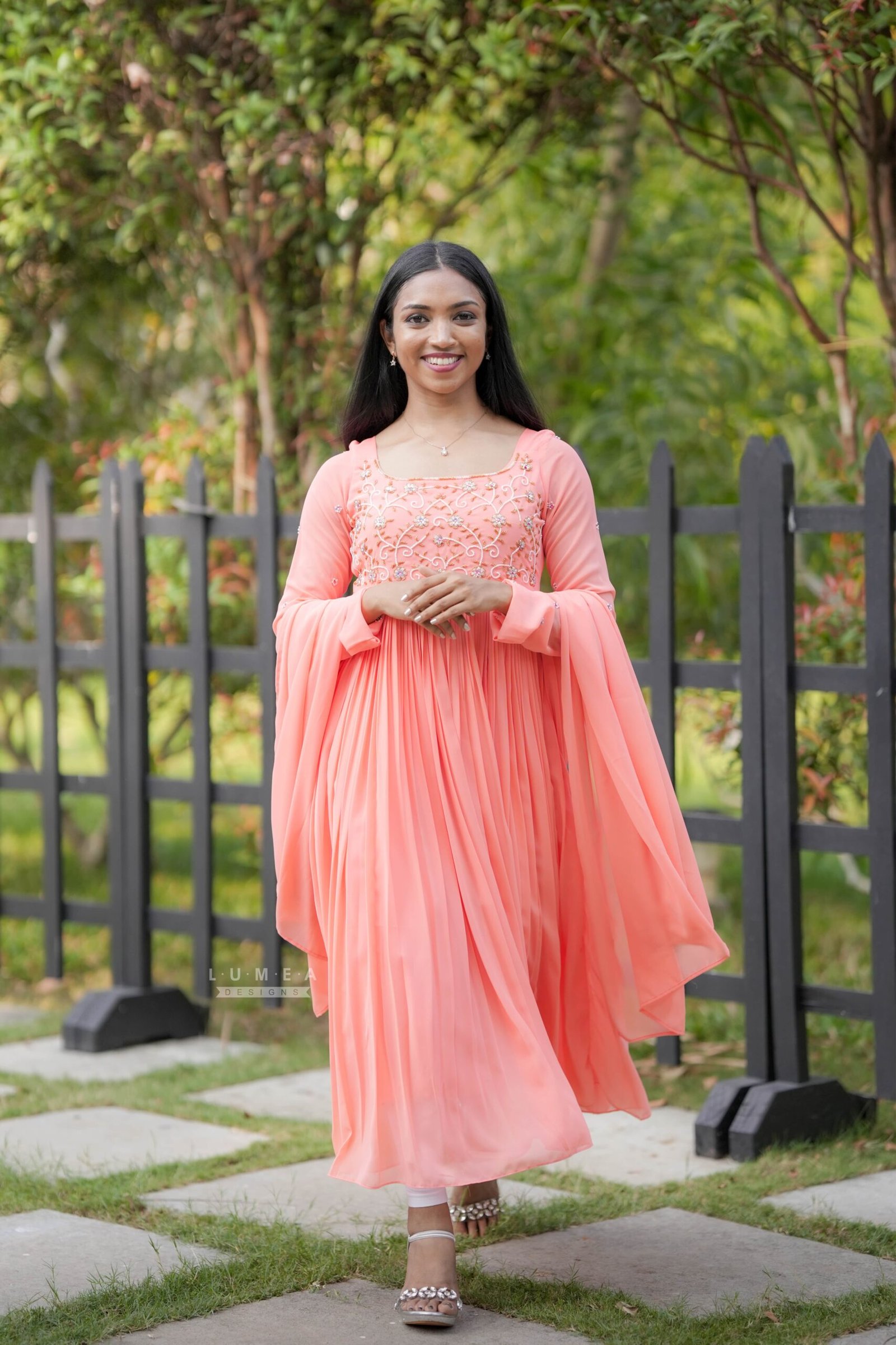 Handworked Pleated Kurta with Dupatta